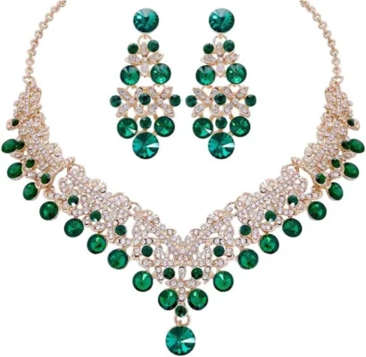 Shining Diva Women's Fancy Wedding Party Crystal Diamonds Necklace Jewellery Set